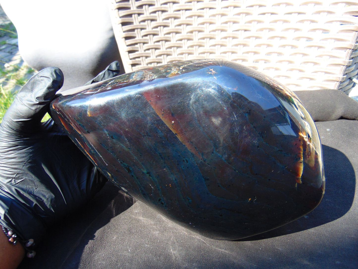 2008 gram Full polished Indonesian Dark Green Blue Amber for Healing ML75