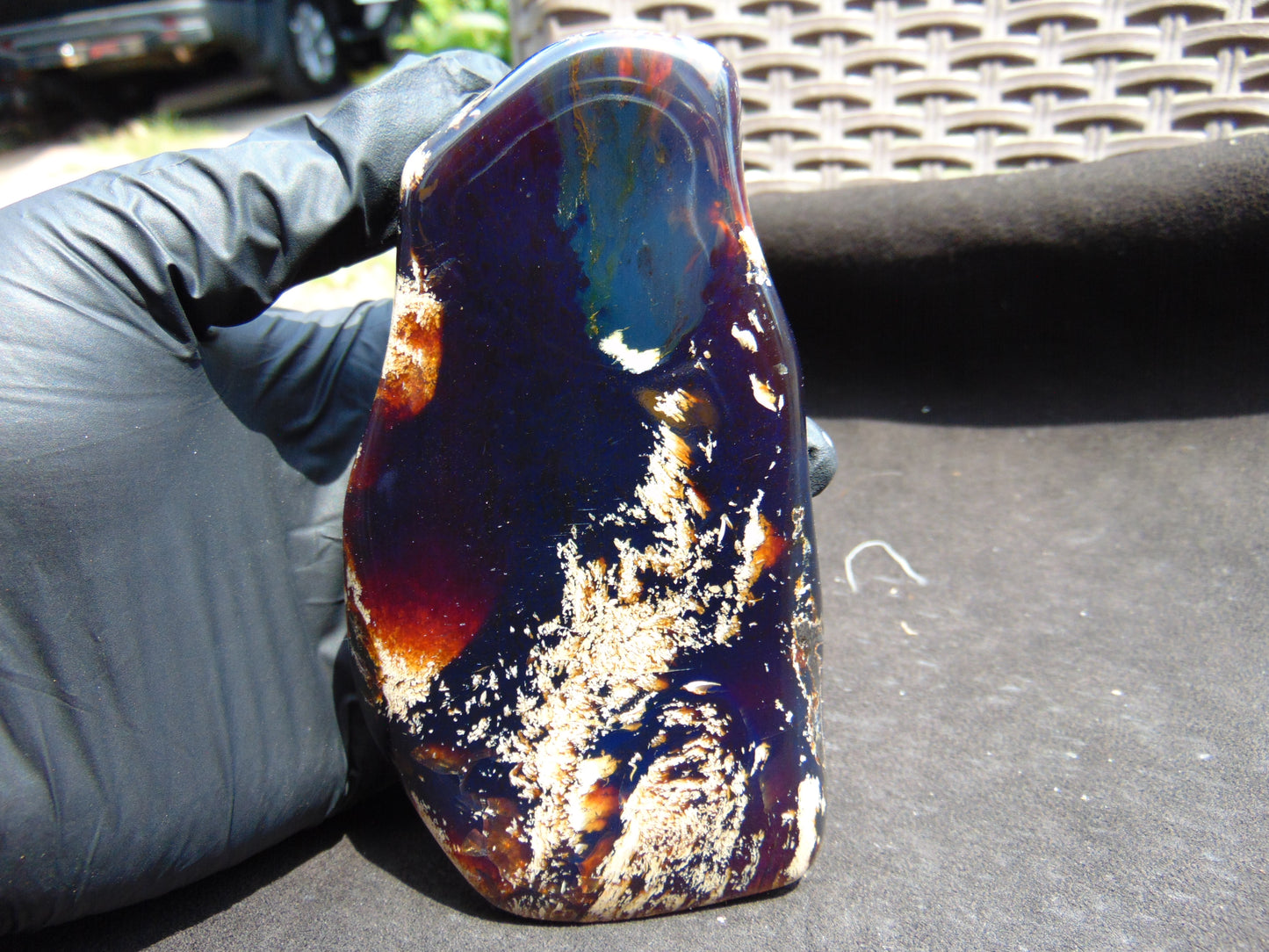 121 gram Slab polished Indonesian Sumatra Blue Amber for Healing 25Y104