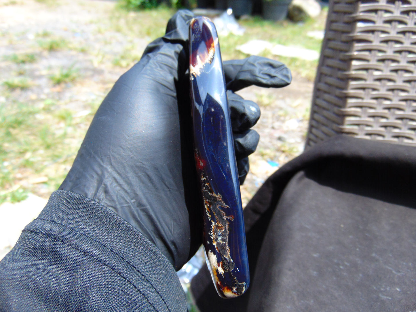 121 gram Slab polished Indonesian Sumatra Blue Amber for Healing 25Y104