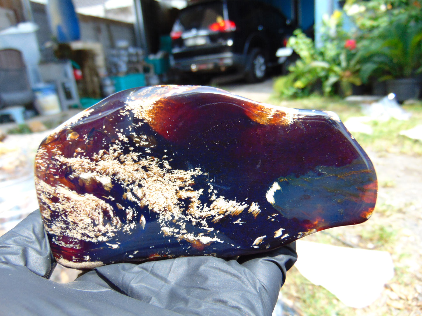 121 gram Slab polished Indonesian Sumatra Blue Amber for Healing 25Y104