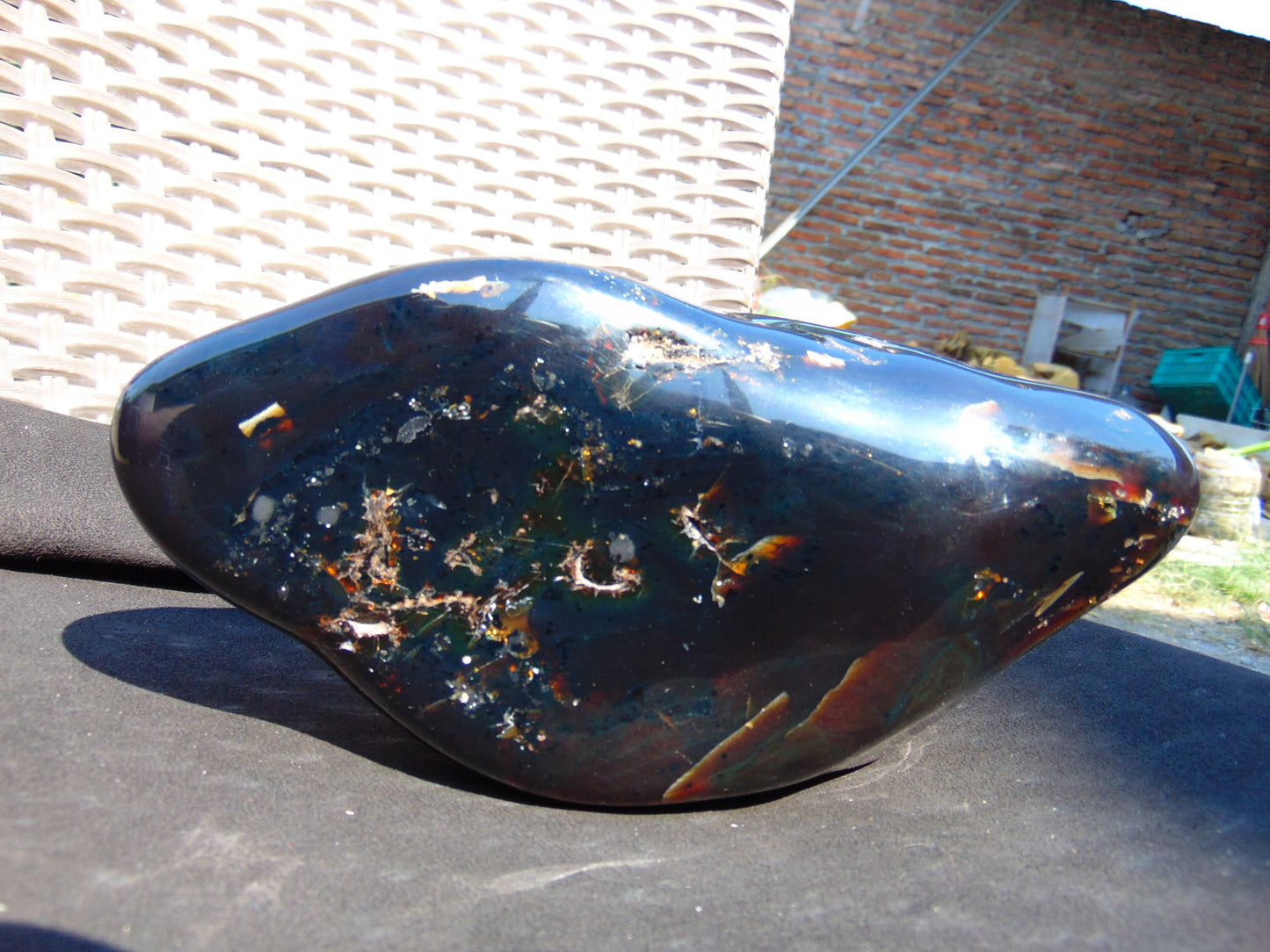 1210 gram Full polished Indonesian Dark Blue Amber for Healing ML76