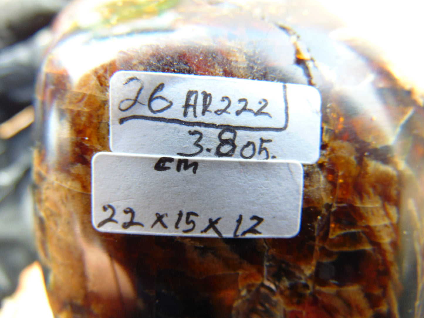 3805 gr full polished 22x15x12 cm Indonesian Zebra Amber for Healing 26AR222