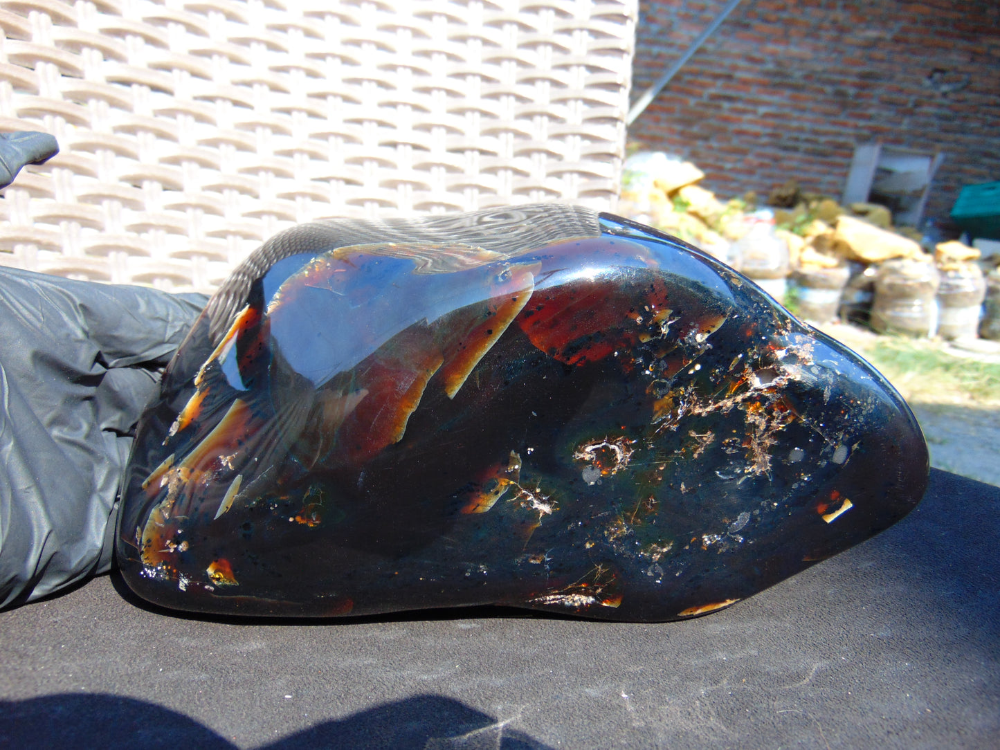 1210 gram Full polished Indonesian Dark Blue Amber for Healing ML76