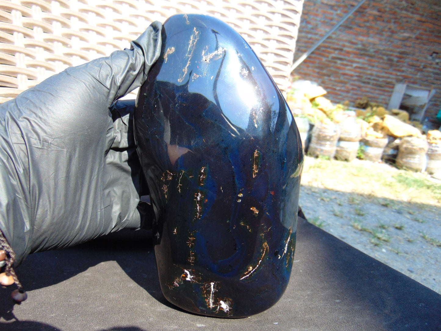 1210 gram Full polished Indonesian Dark Blue Amber for Healing ML76