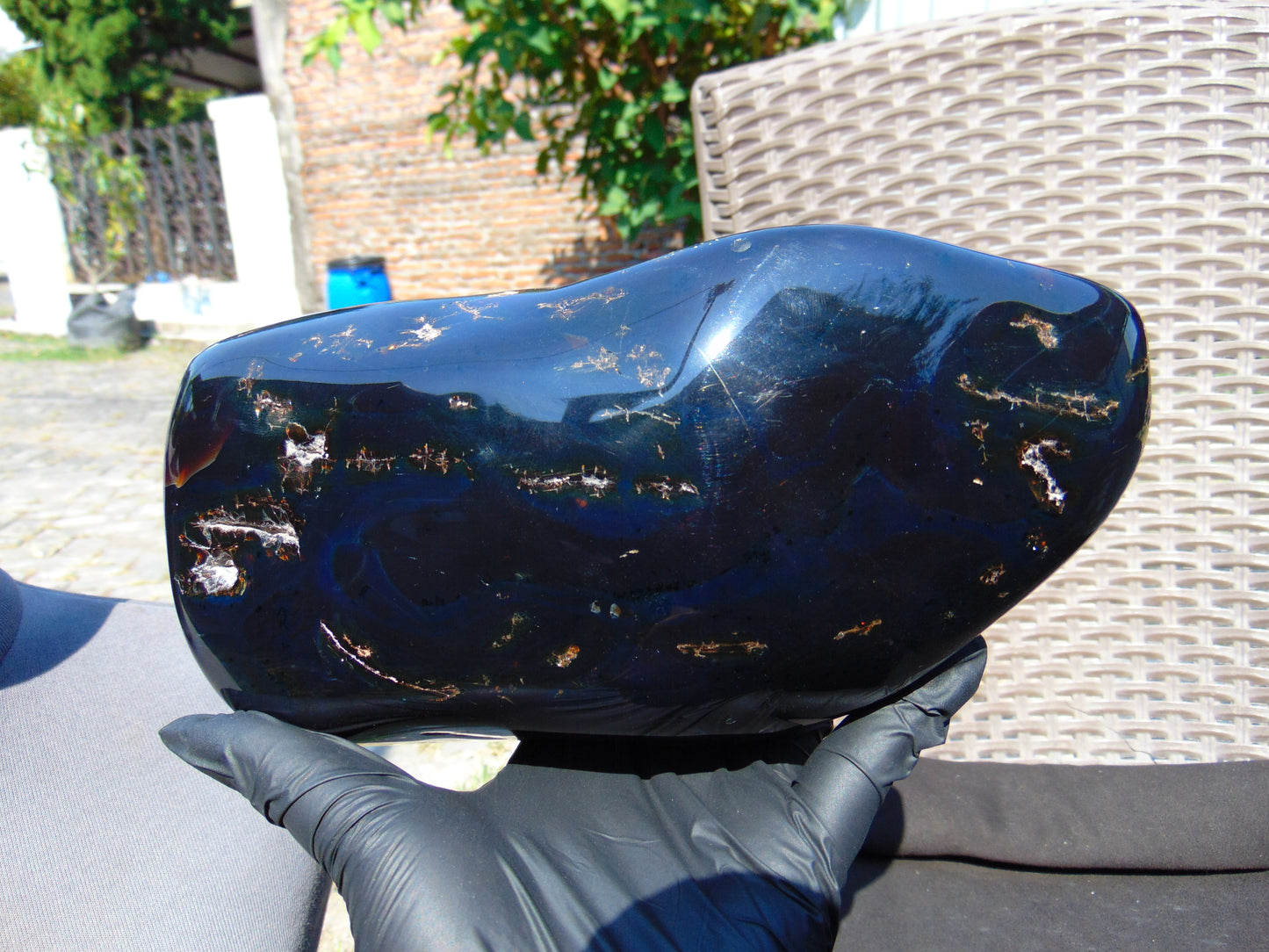 1210 gram Full polished Indonesian Dark Blue Amber for Healing ML76