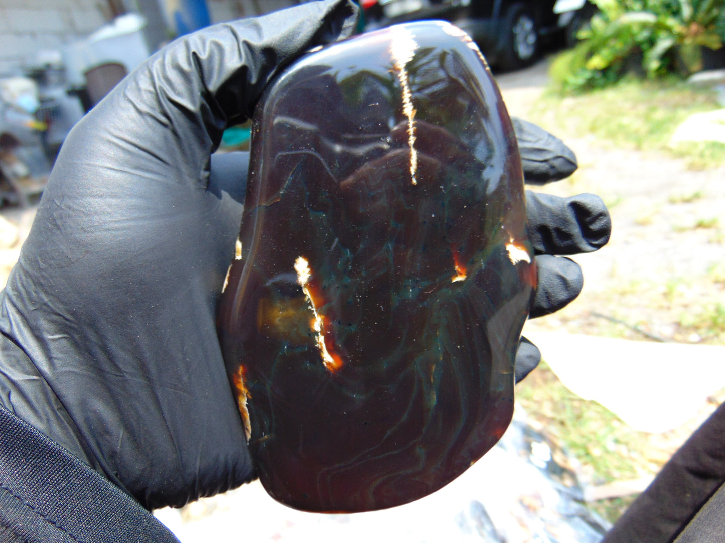 142 gram Slab polished Indonesian Sumatra Cherry Red Amber for Healing 25N151