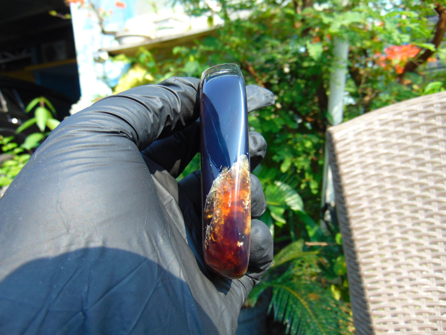 70 gram Slab polished Indonesian Sumatra Blue Amber for Healing 25Y117