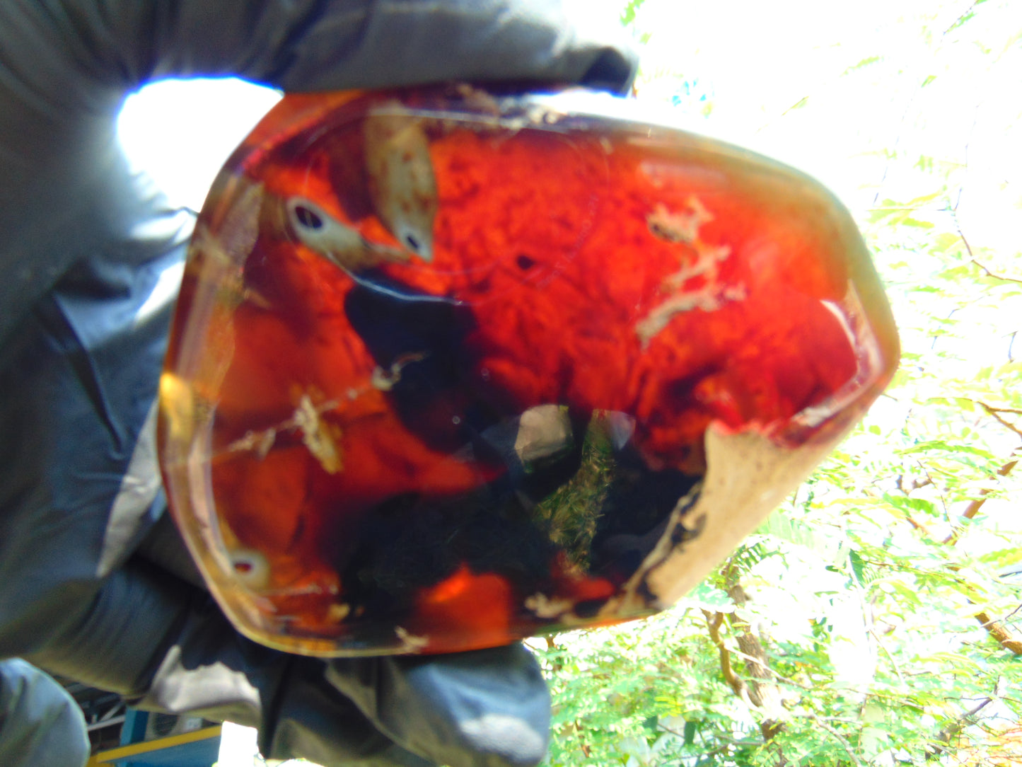 70 gram Slab polished Indonesian Sumatra Blue Amber for Healing 25Y117