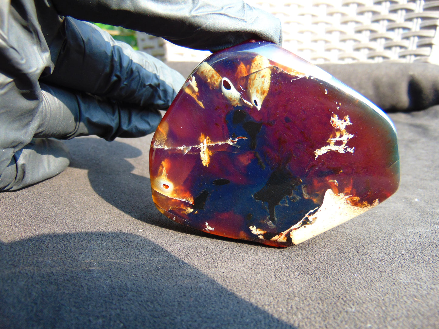 70 gram Slab polished Indonesian Sumatra Blue Amber for Healing 25Y117
