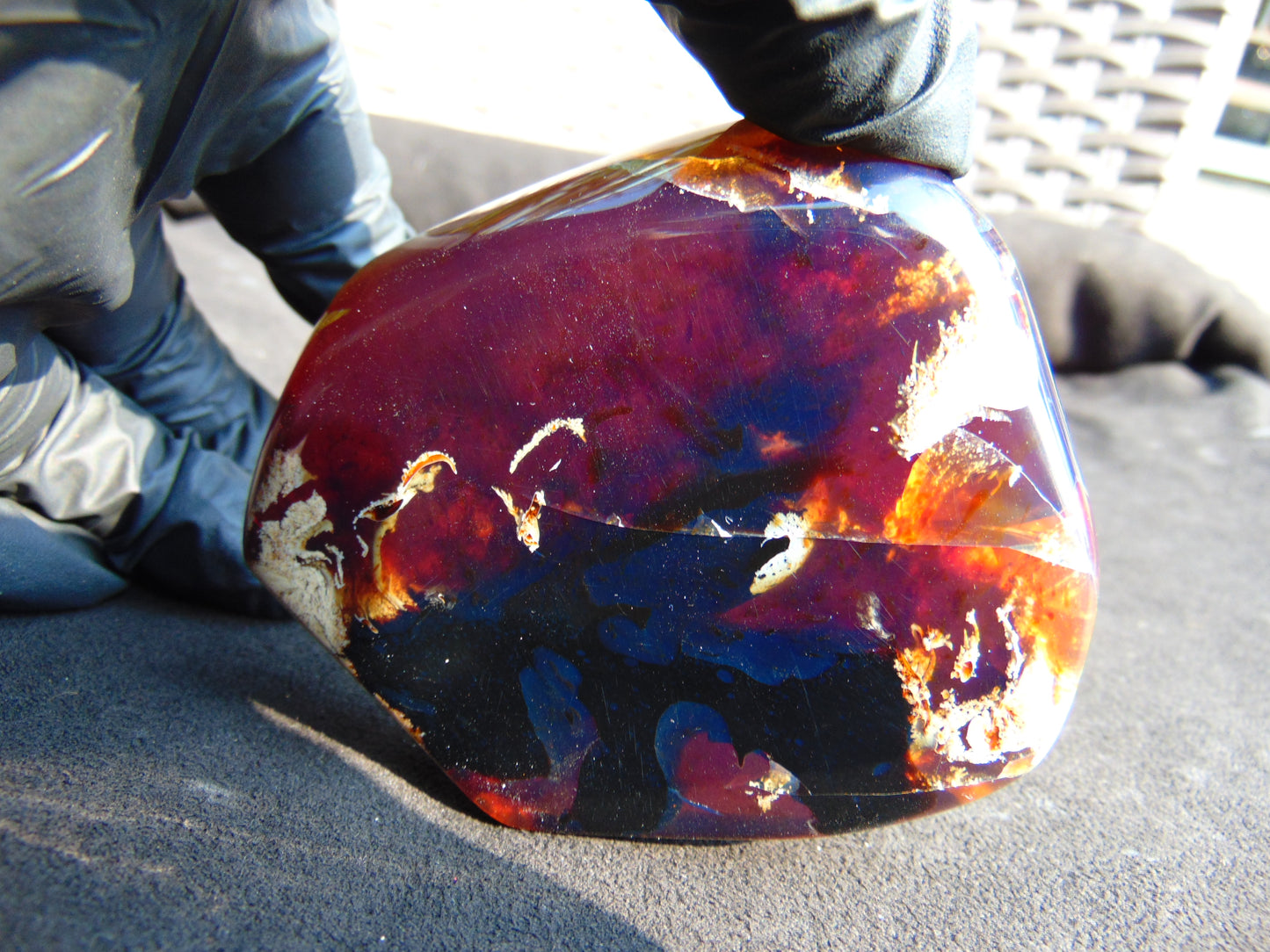 70 gram Slab polished Indonesian Sumatra Blue Amber for Healing 25Y117
