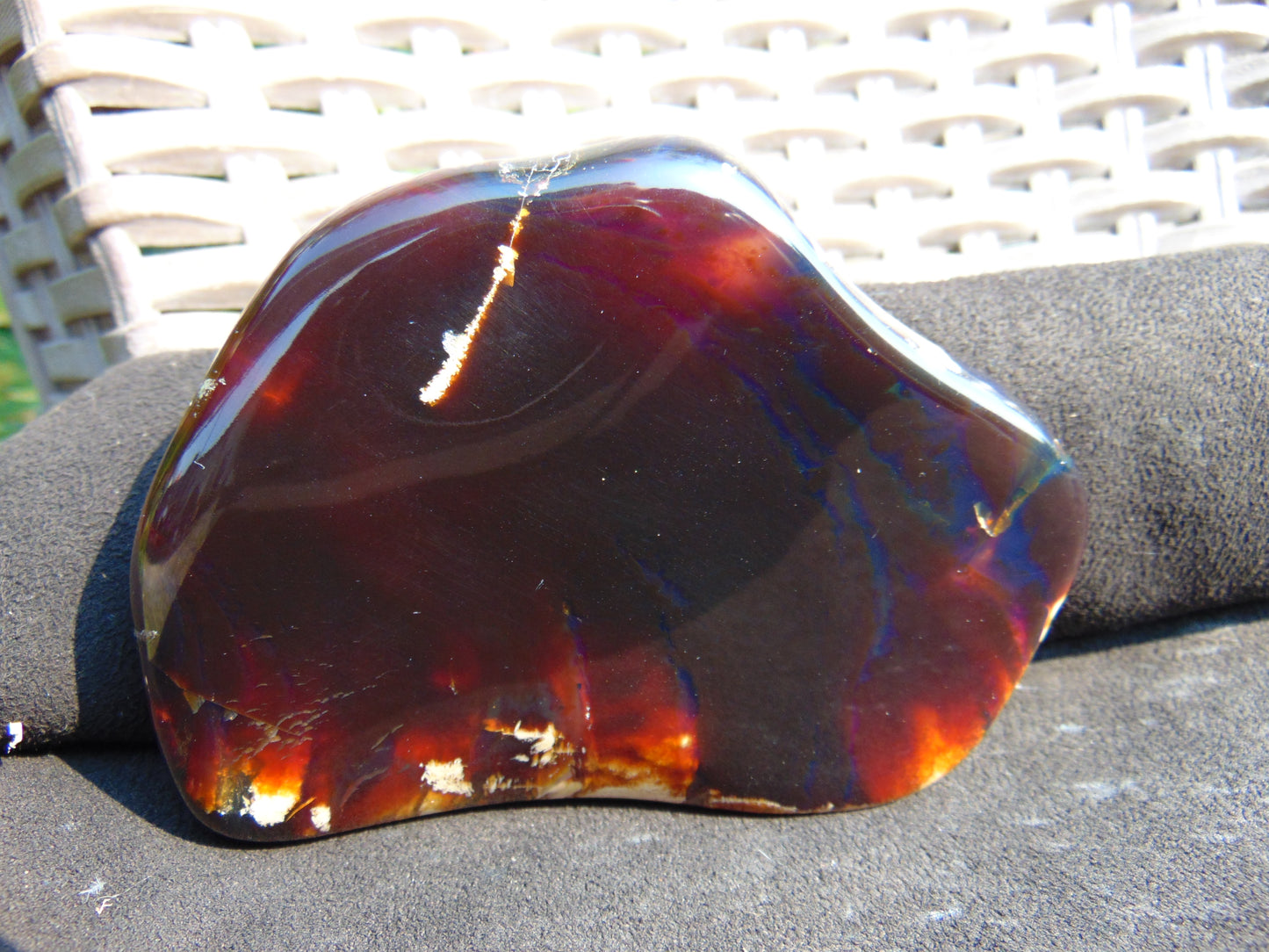 105 gram Slab Slim polished Indonesian Crystal red Amber for Healing 25N146