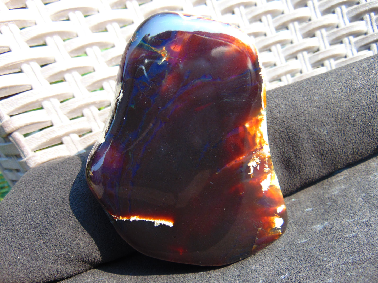 105 gram Slab Slim polished Indonesian Crystal red Amber for Healing 25N146