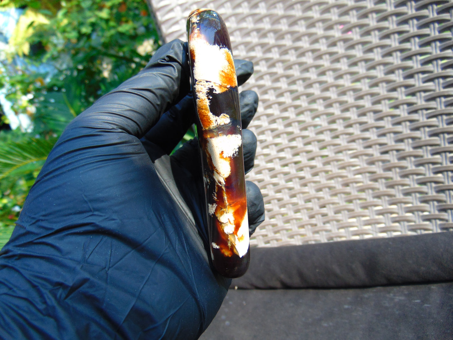105 gram Slab Slim polished Indonesian Crystal red Amber for Healing 25N146