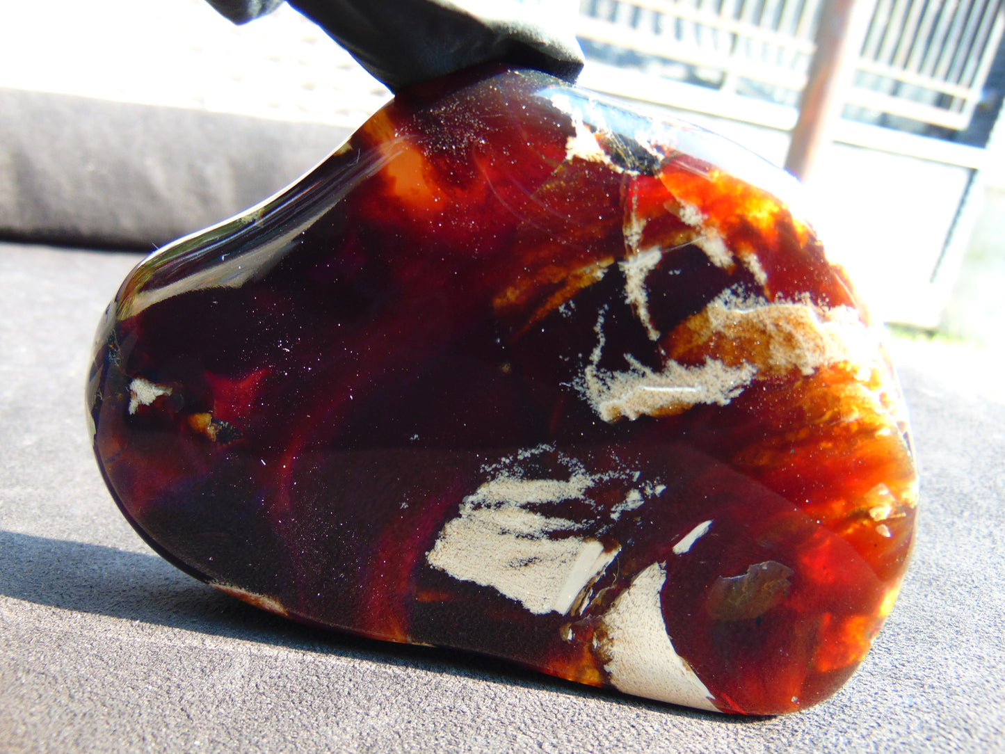 105 gram Slab Slim polished Indonesian Crystal red Amber for Healing 25N146