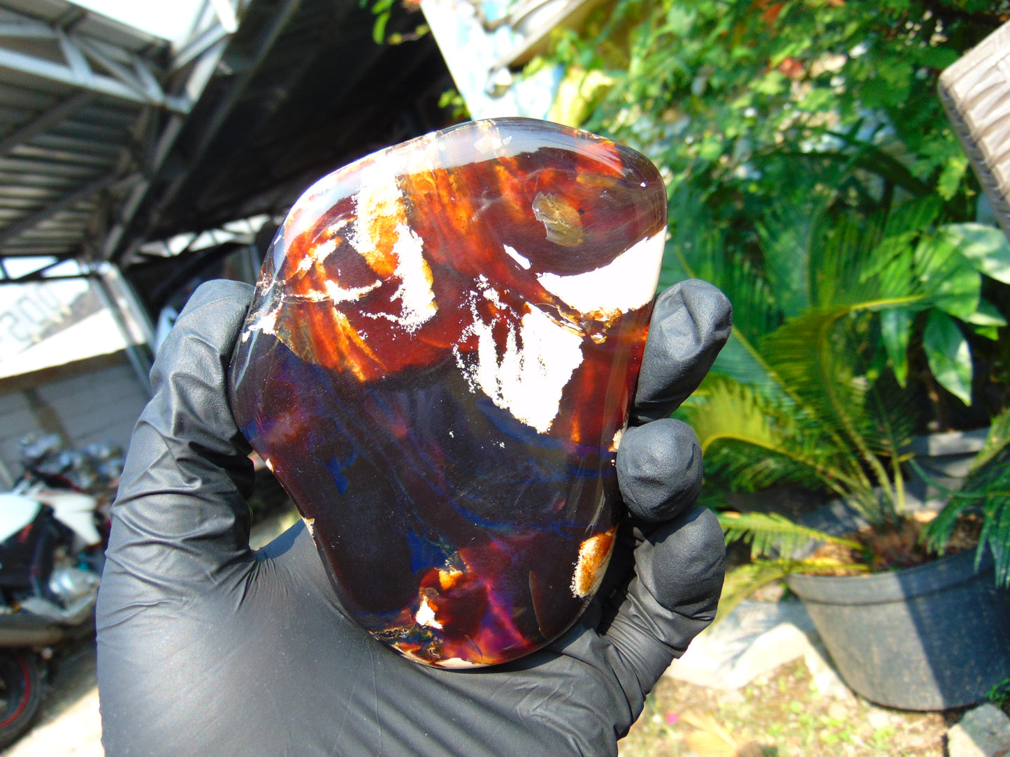 105 gram Slab Slim polished Indonesian Crystal red Amber for Healing 25N146