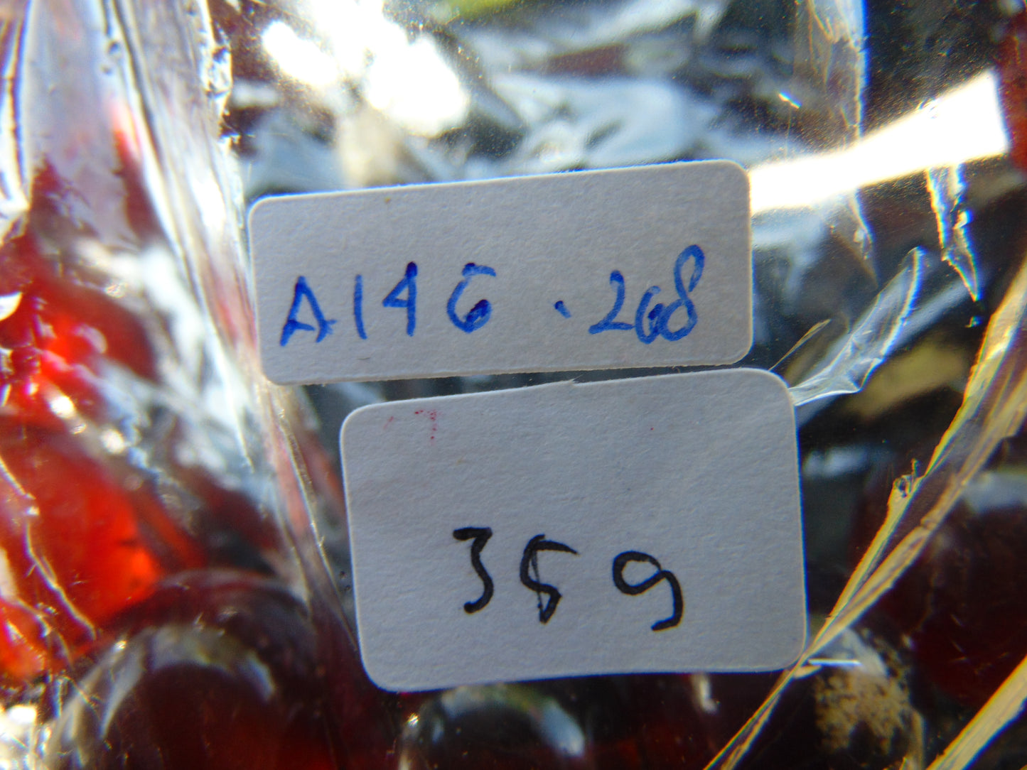 35 gram 14 Beads Mala Bracelet Indonesian Crystal Red Amber 16 mm for Healing A14G268