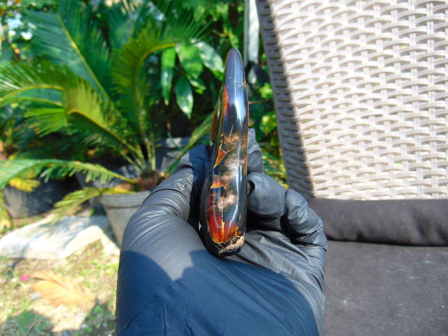 40 gram Slab Slim polished Indonesian Dark Blue Amber for Healing 25A193