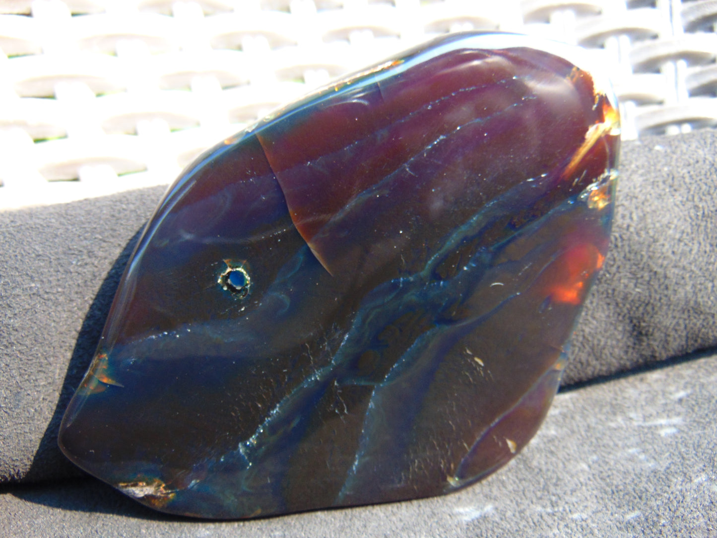 111 gram Slab Slim polished Indonesian Cherry Red Amber for Healing 25A206