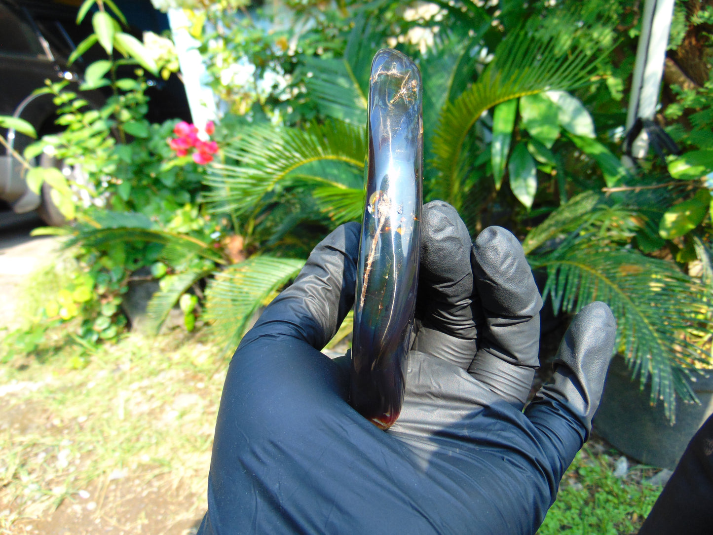111 gram Slab Slim polished Indonesian Cherry Red Amber for Healing 25A206