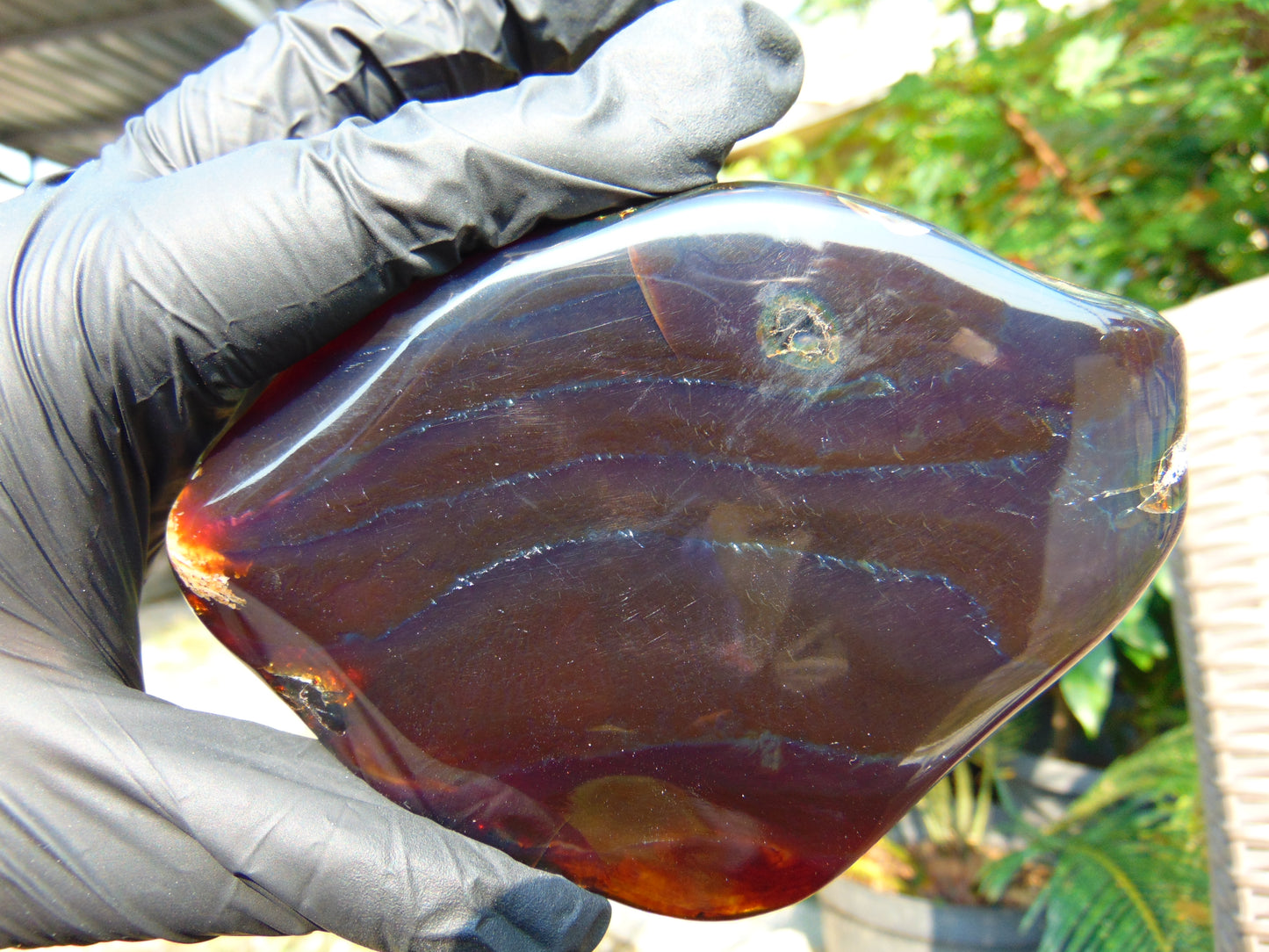 111 gram Slab Slim polished Indonesian Cherry Red Amber for Healing 25A206