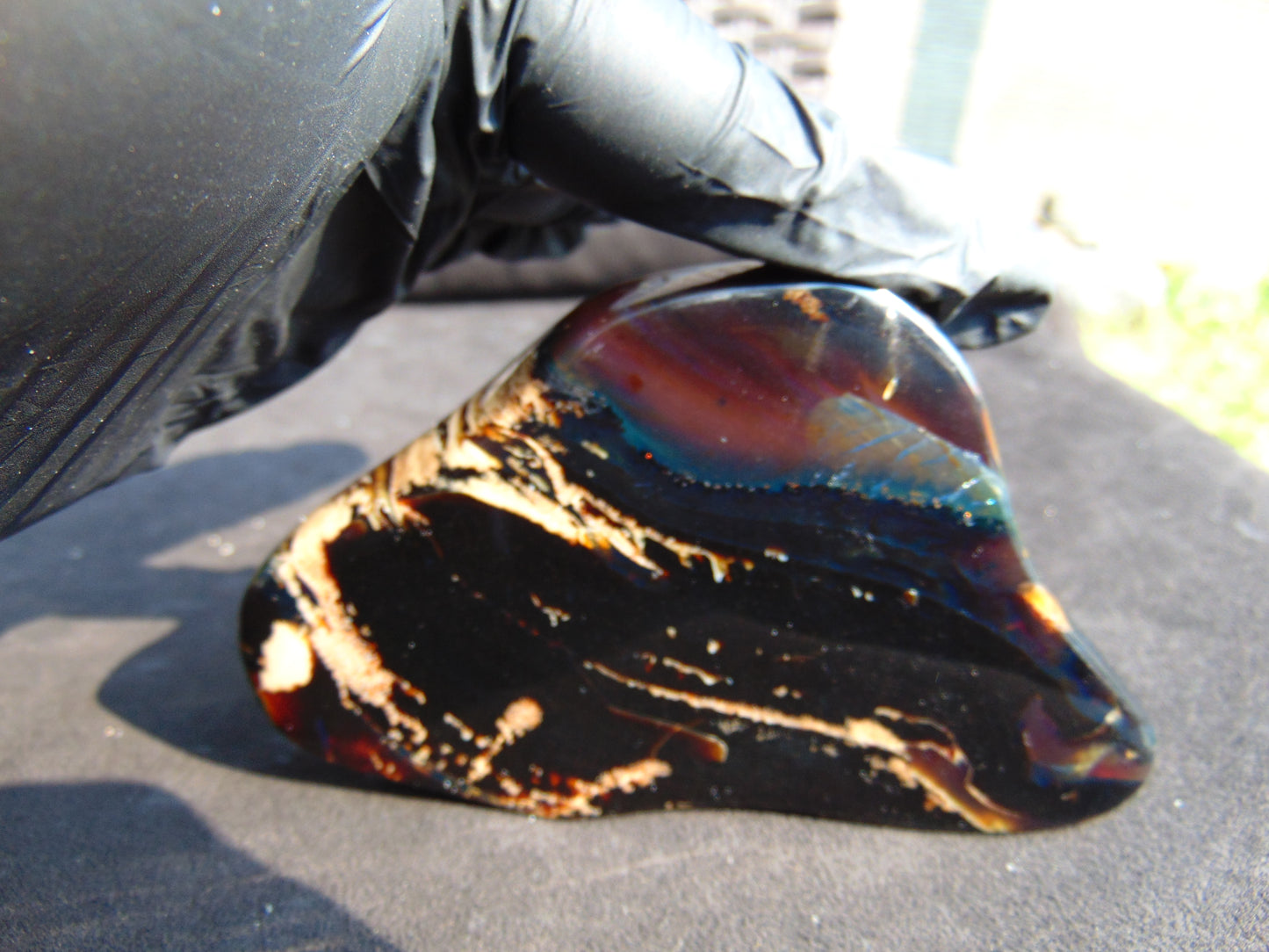 115 gram Slab polished Indonesian Sumatra Black Blue Amber for Healing 25Y108
