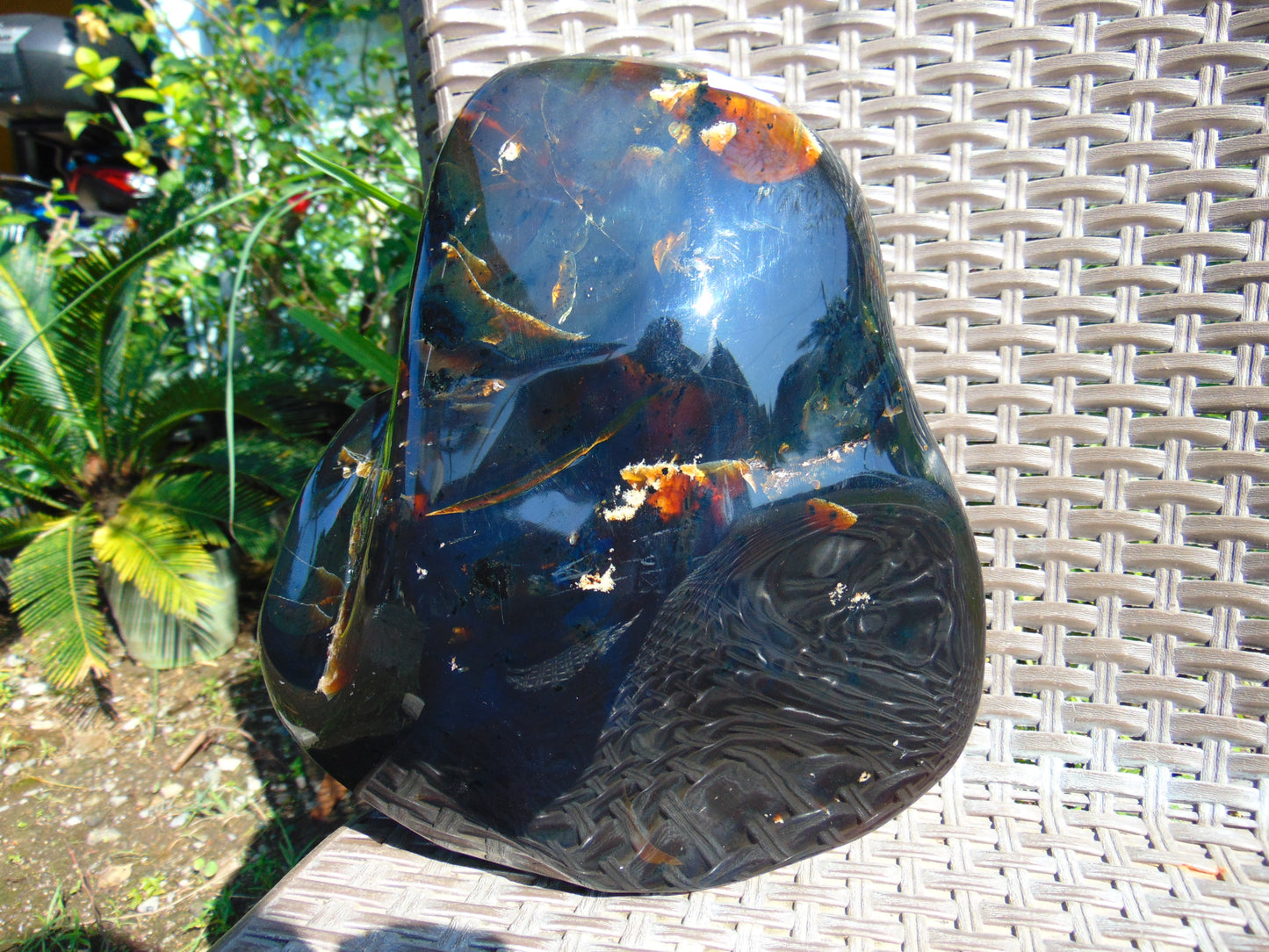 2303 gram Big full polished 23x22x9 cm Inclusion Indonesia Dark Blue Amber for Healing AR51