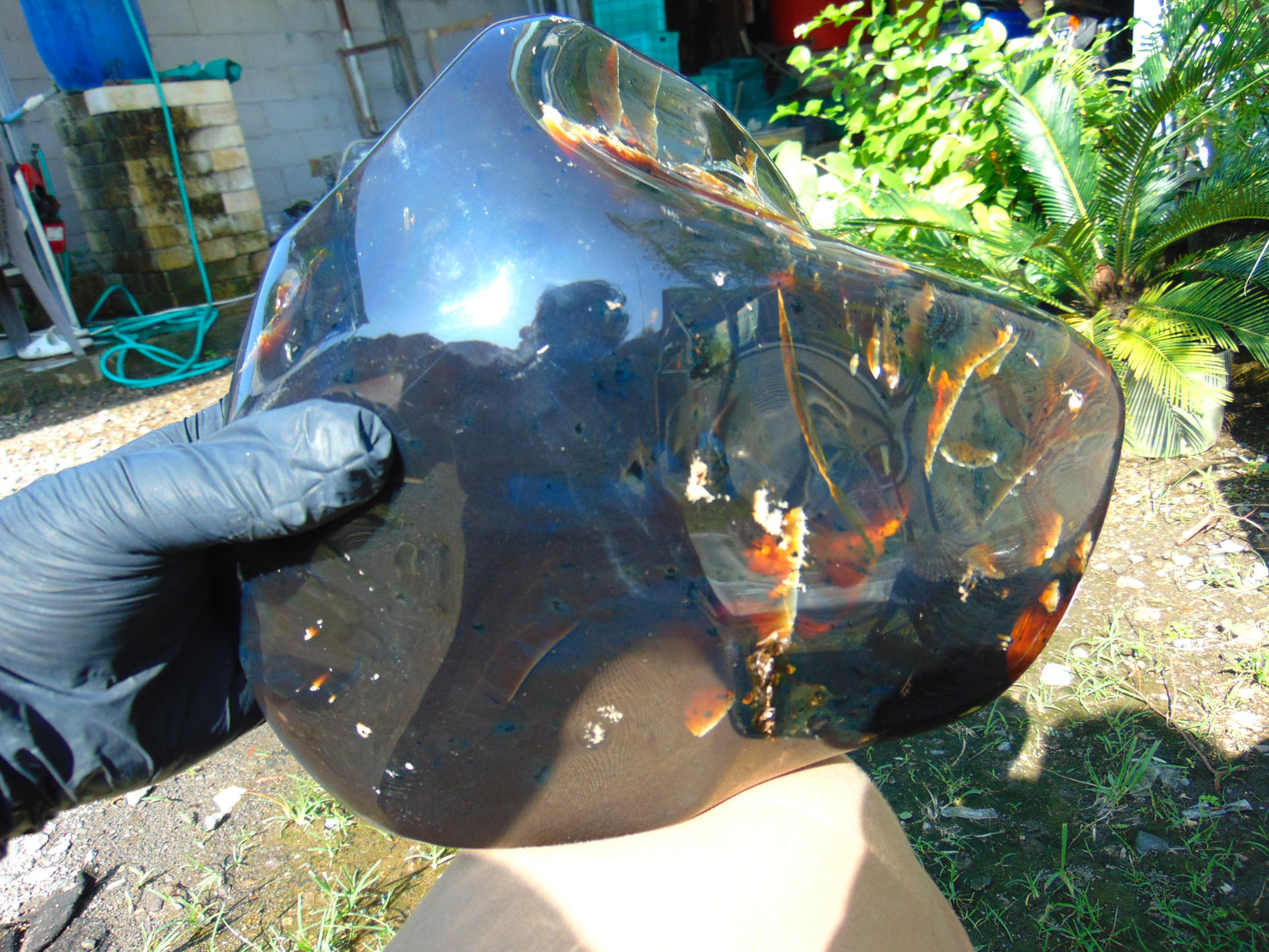2303 gram Big full polished 23x22x9 cm Inclusion Indonesia Dark Blue Amber for Healing AR51
