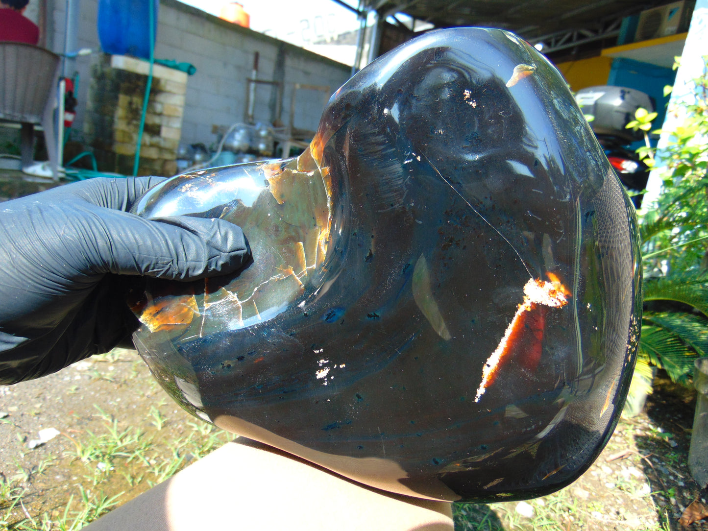 2303 gram Big full polished 23x22x9 cm Inclusion Indonesia Dark Blue Amber for Healing AR51