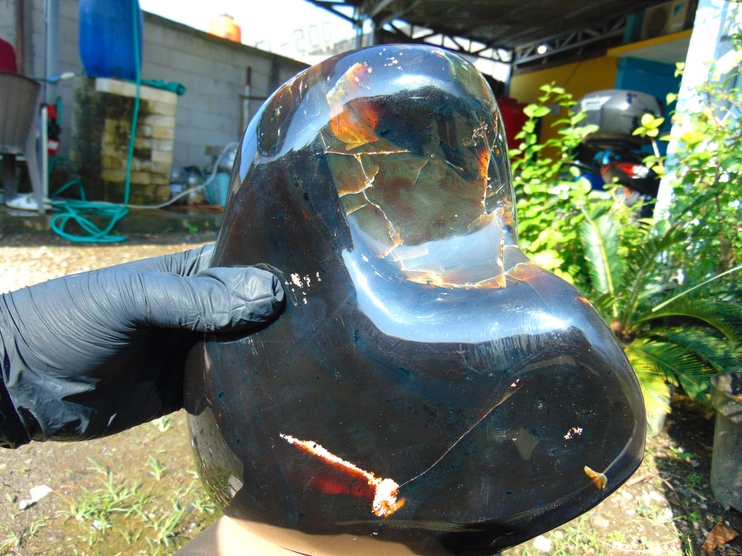 2303 gram Big full polished 23x22x9 cm Inclusion Indonesia Dark Blue Amber for Healing AR51