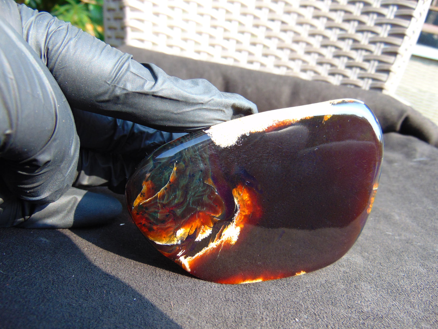 76 gram Slab Slim polished Indonesian Dark Amber for Healing 25N142