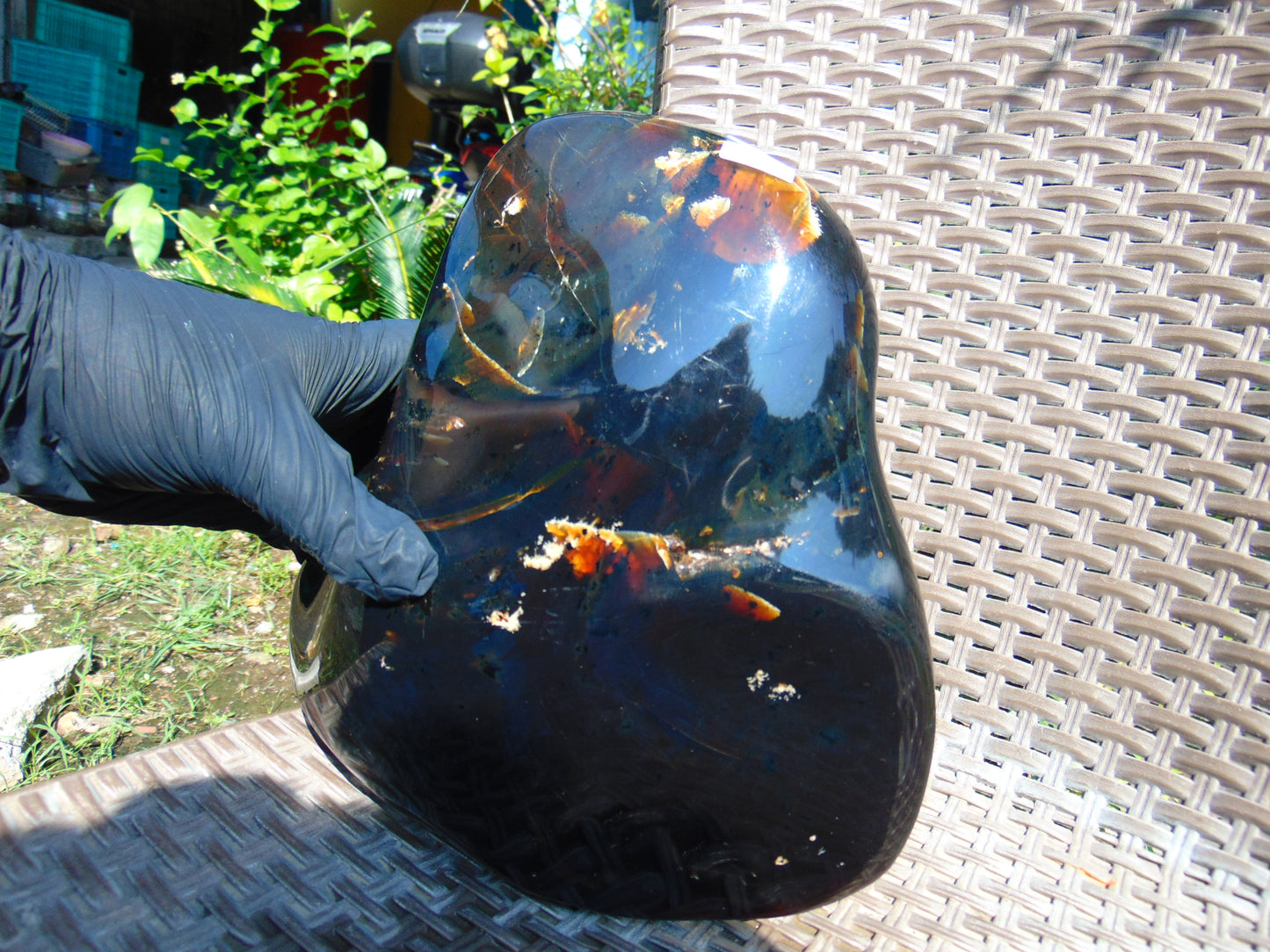 2303 gram Big full polished 23x22x9 cm Inclusion Indonesia Dark Blue Amber for Healing AR51