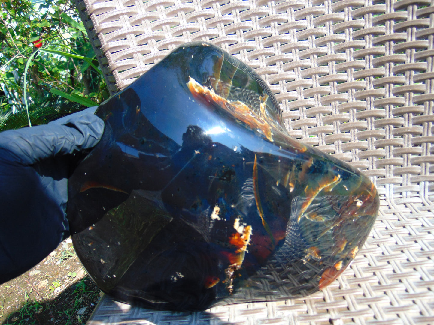 2303 gram Big full polished 23x22x9 cm Inclusion Indonesia Dark Blue Amber for Healing AR51