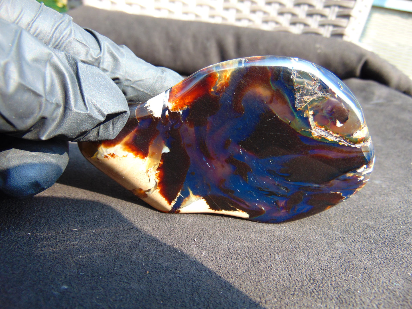 69 gram Slab polished Indonesian Sumatra Black Blue Amber for Healing 25Y115
