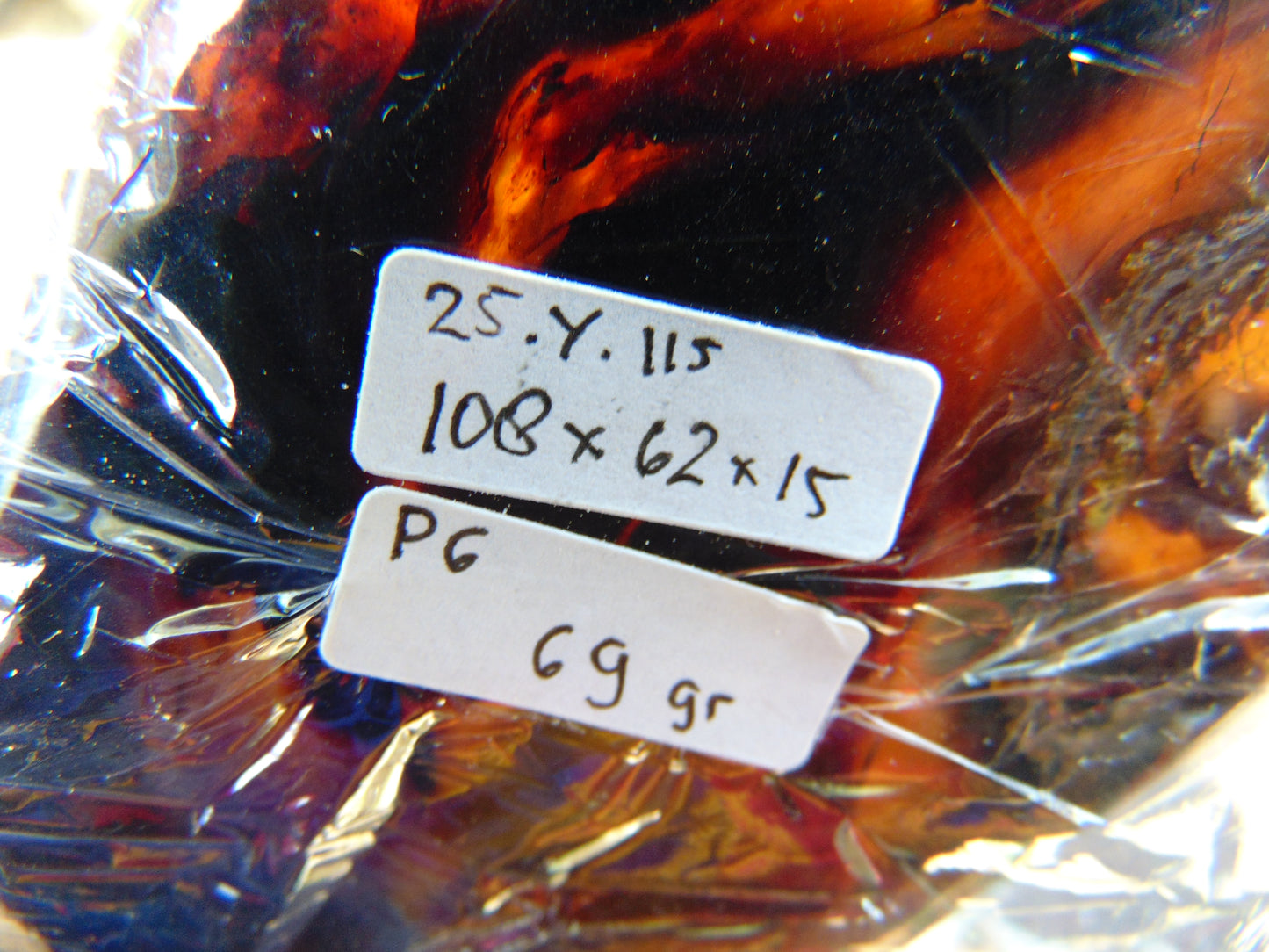 69 gram Slab polished Indonesian Sumatra Black Blue Amber for Healing 25Y115