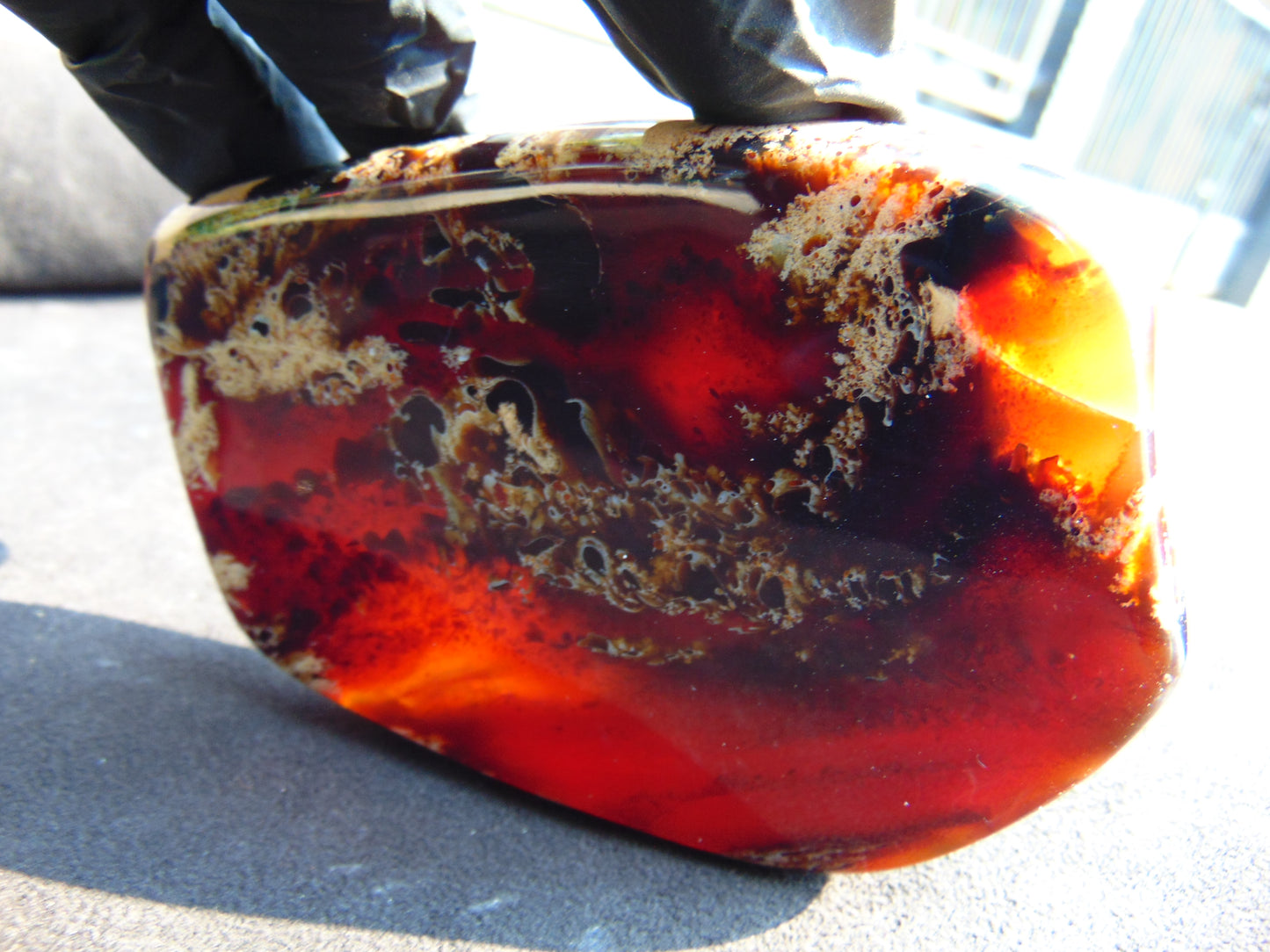 113 gram Slab polished Indonesian Sumatra White Red Amber for Healing 25Y113