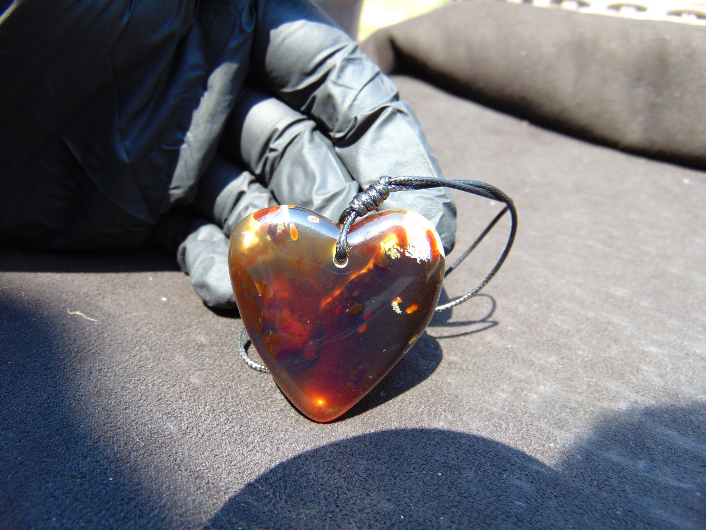 13 gr Heart Pendant Indonesian Blue Amber for Healing PCN679
