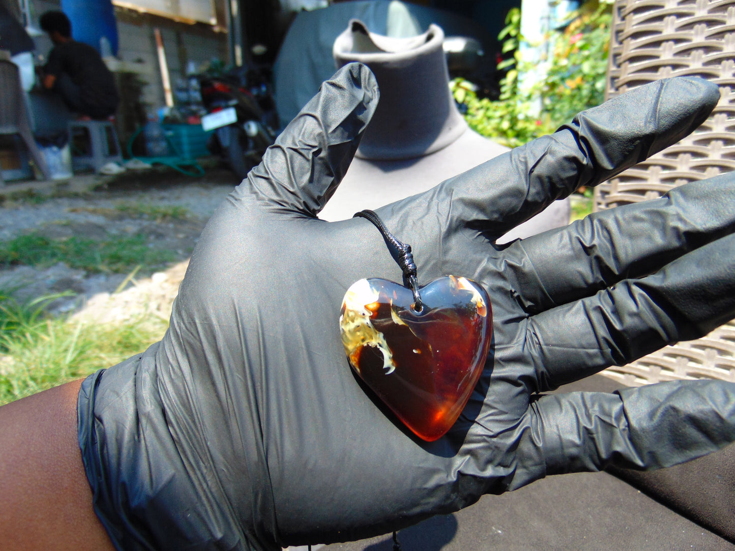13 gr Heart Pendant Indonesian Blue Amber for Healing PCN679