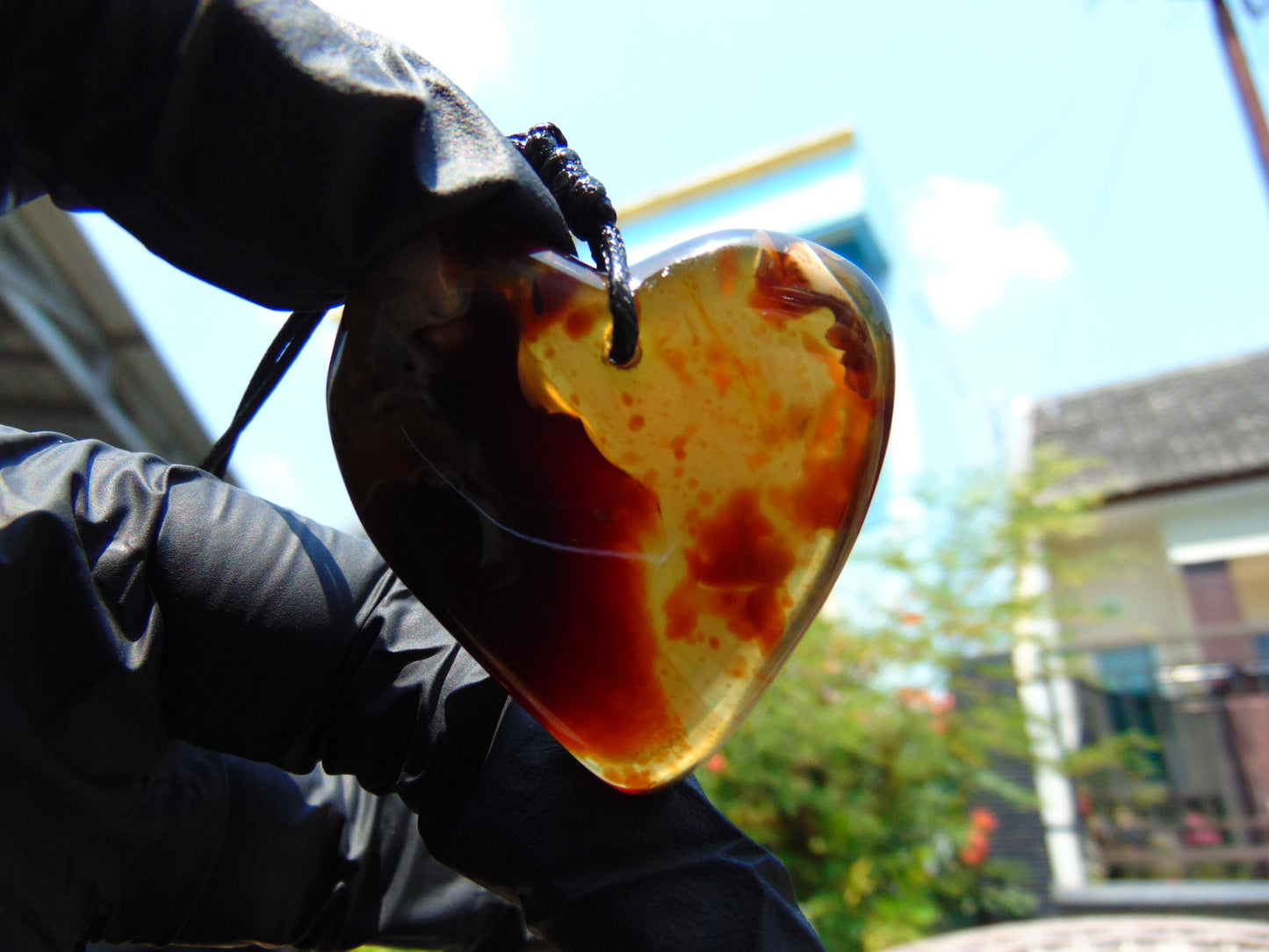 13 gr Heart Pendant Indonesian Blue Amber for Healing PCN679