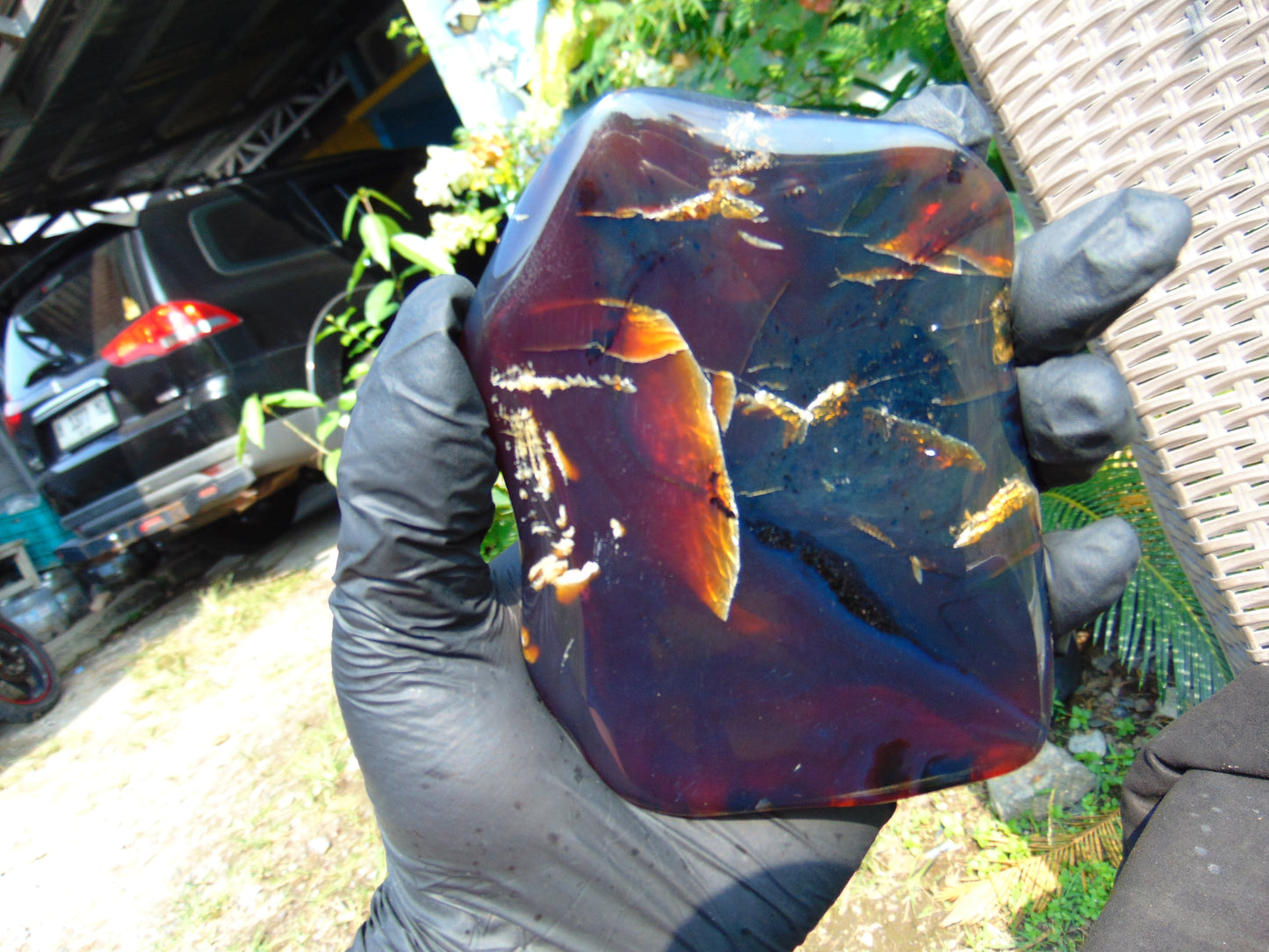 123 gram Slab polished Indonesian Sumatra Blue Amber for Healing 25Y126