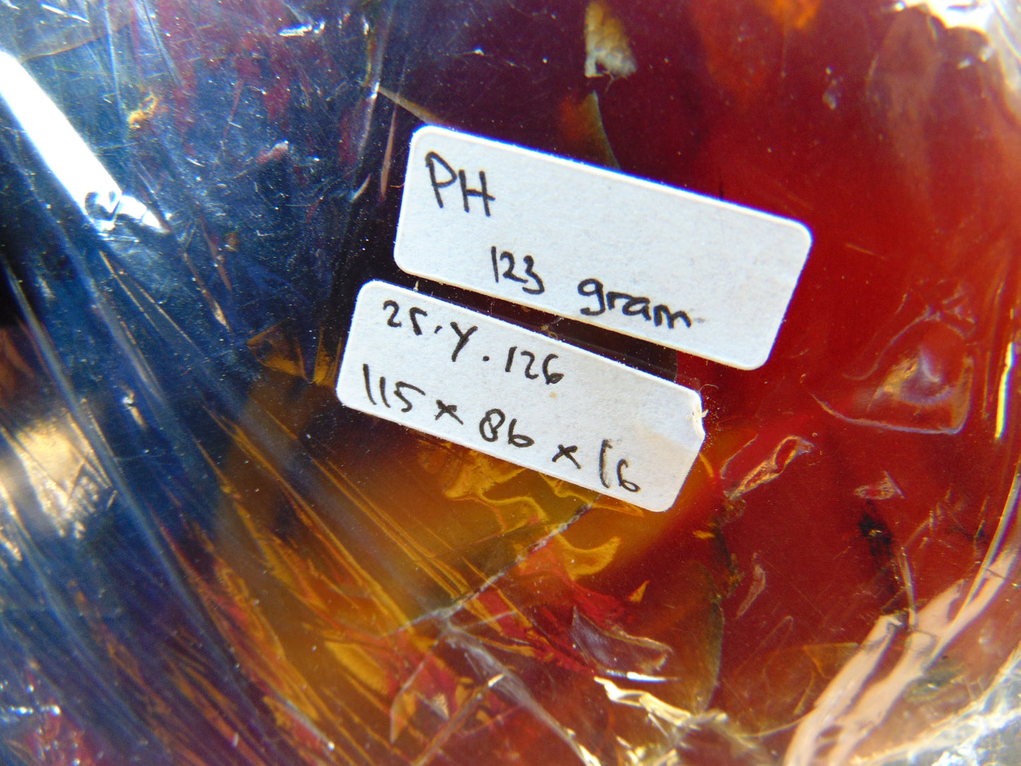 123 gram Slab polished Indonesian Sumatra Blue Amber for Healing 25Y126