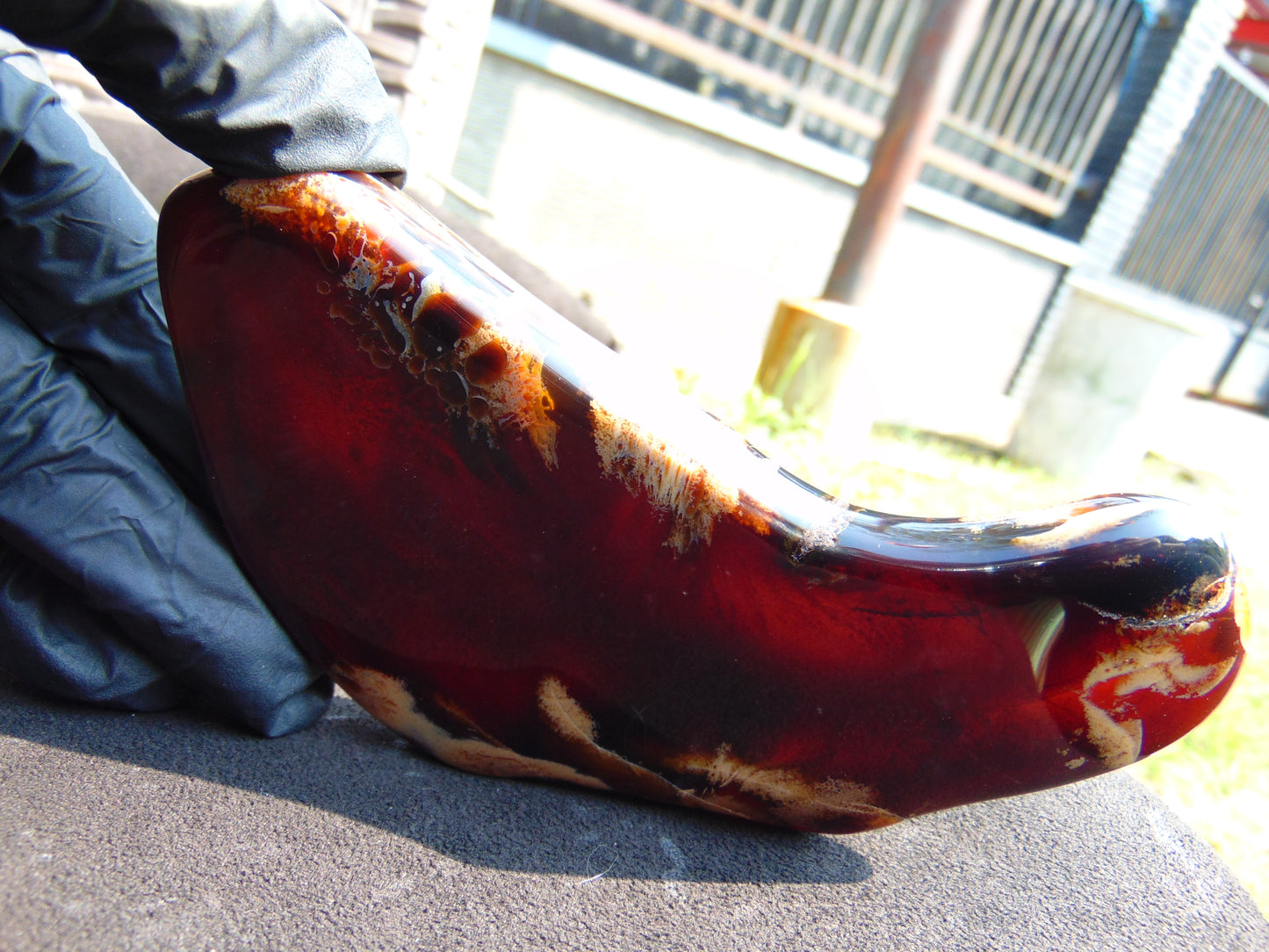 105 gram Slab polished Indonesian Dark Red Amber for Healing 25N157