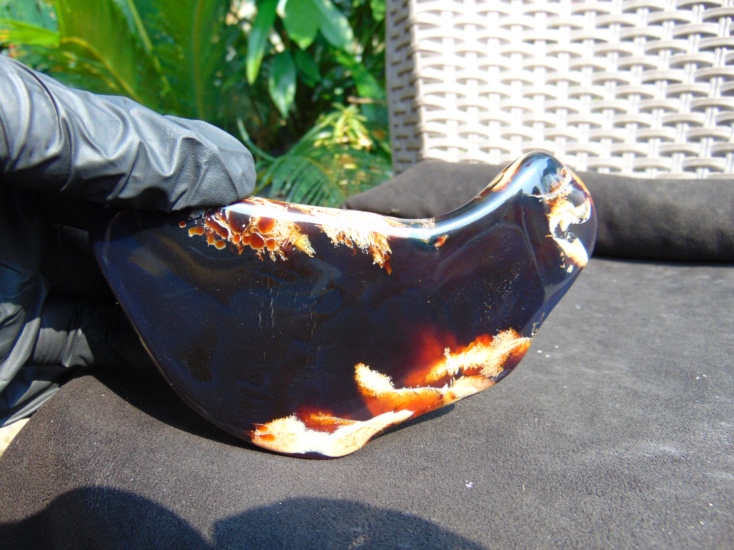 105 gram Slab polished Indonesian Dark Red Amber for Healing 25N157