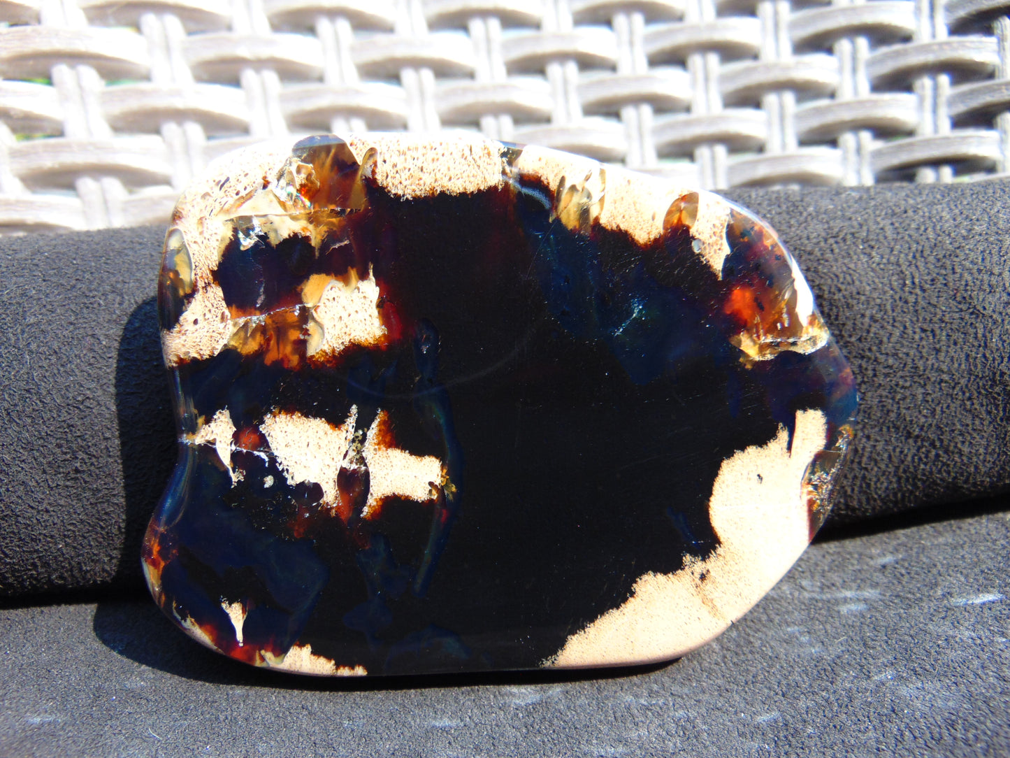 87 gram Slab Slim polished Indonesian Dark Blue Amber for Healing 25A192