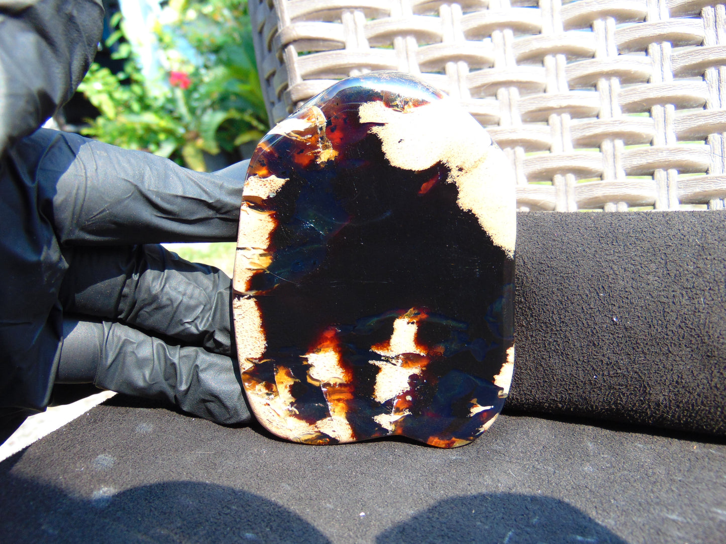 87 gram Slab Slim polished Indonesian Dark Blue Amber for Healing 25A192