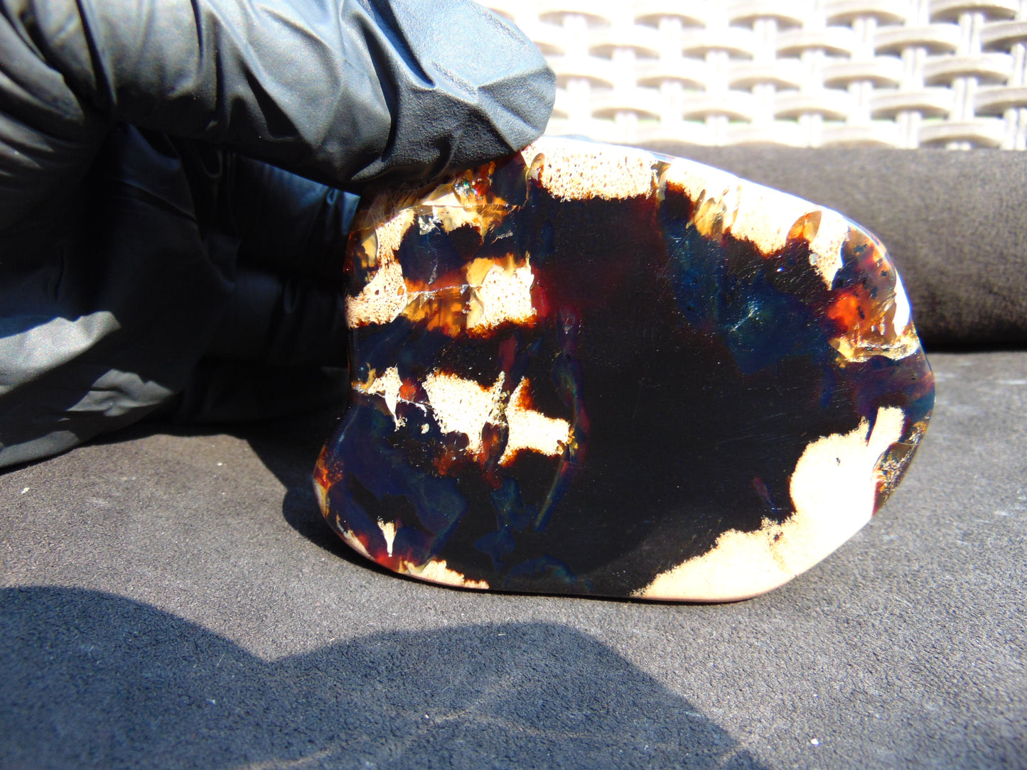 87 gram Slab Slim polished Indonesian Dark Blue Amber for Healing 25A192