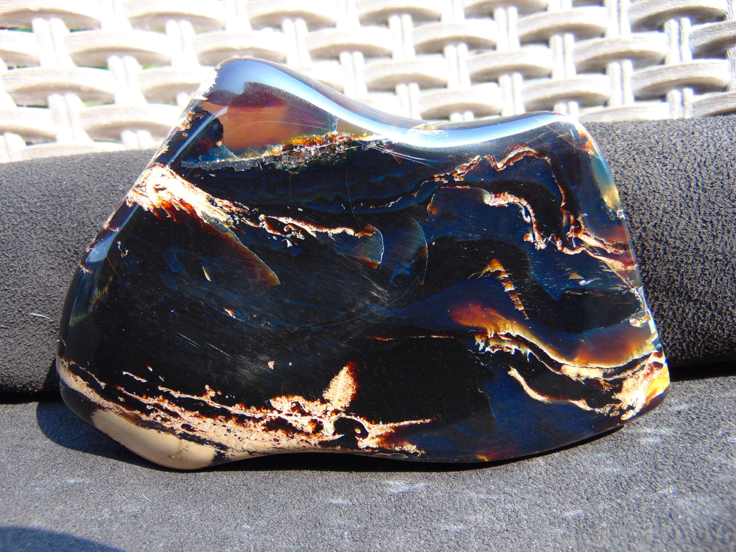 109 gram Slab polished Indonesian Sumatra Black Blue Amber for Healing 25Y111