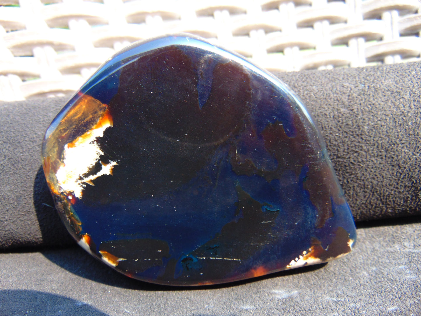 93 gram Slab Slim polished 98x75x17 m Indonesian Blue Amber for Healing 25A188