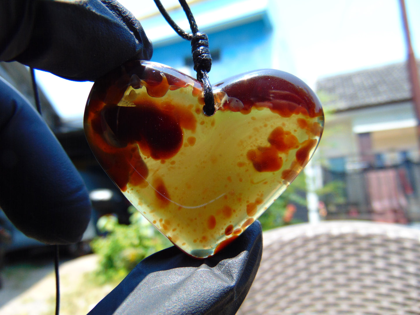 11 gr Heart Pendant Indonesian Blue Amber for Healing PCN661