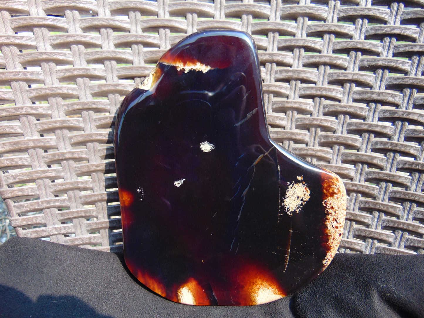 345 gram Slab polished Indonesian Sumatra Cherry Red Amber for Healing 25Y120