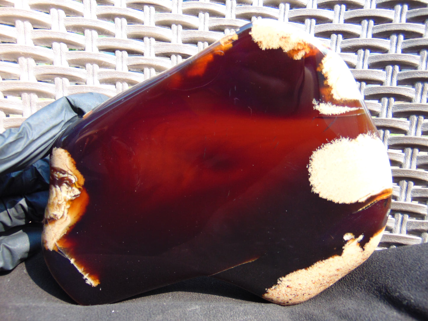345 gram Slab polished Indonesian Sumatra Cherry Red Amber for Healing 25Y120